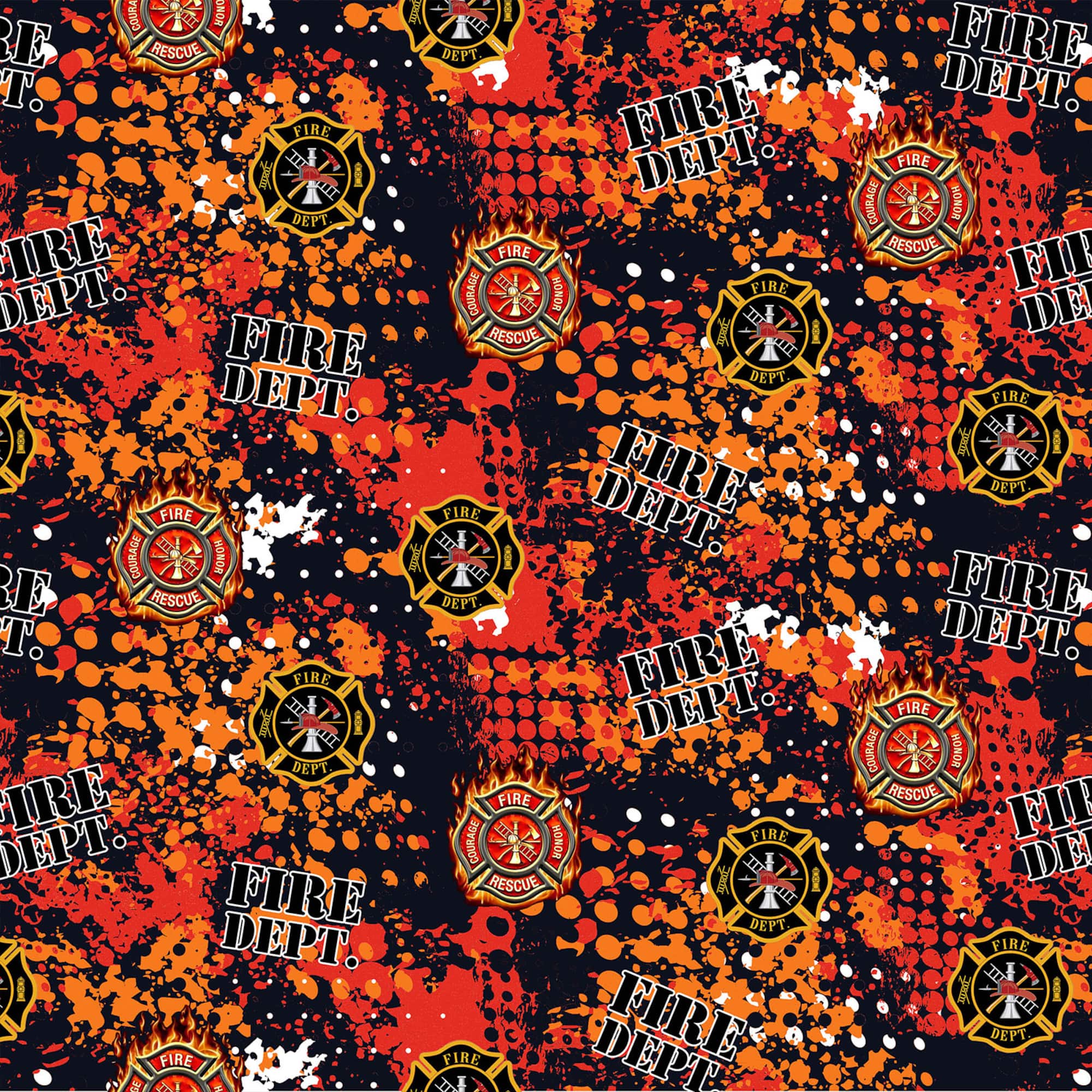 Sykel Firefighter Abstract Cotton Fabric